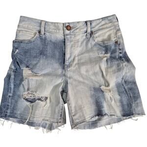 High Rise Faded Bleached Distressed Cut Off Denim Shorts Sz 6